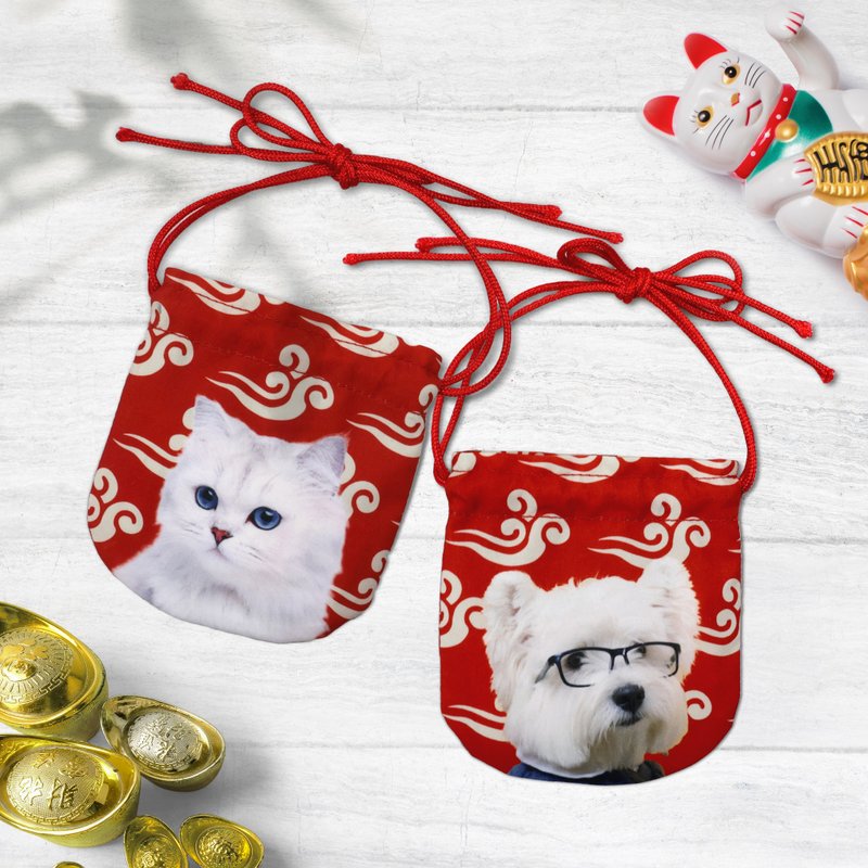 [Pet red envelope bag] Tie-in lipstick bag/Pet red envelope lucky bag - Chinese New Year - Polyester Red