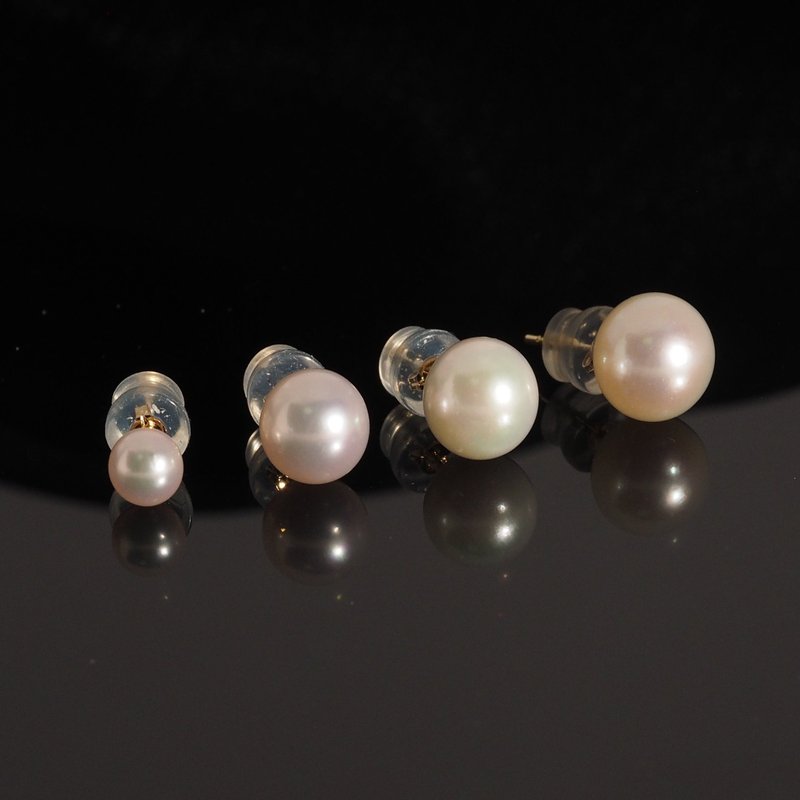 18K Gold Akoya Pearl Earrings 7.5 - 8 mm - ต่างหู - เครื่องประดับ 