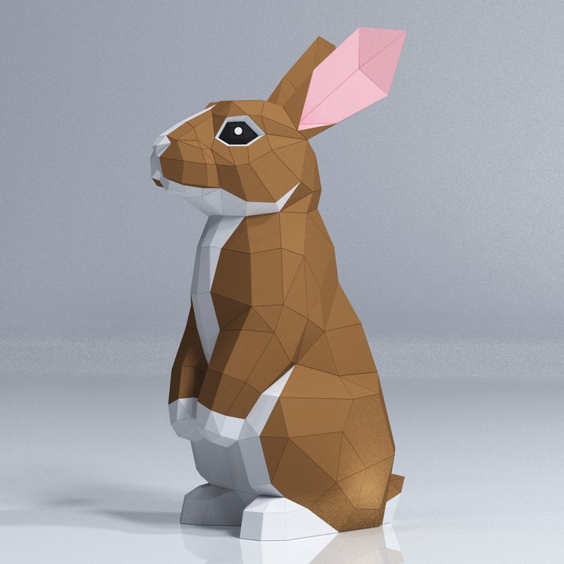 Standing Rabbit Papercraft, Hare, Pdf, Gurko, Pepakura, Template, 3D Origami - 手工藝教學/工具書 - 其他材質 