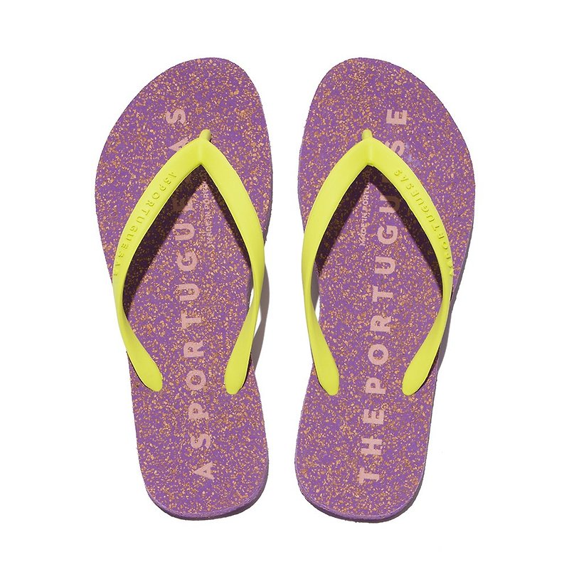 BASE Cork Flip-Flops/Flip-Flops Women's Shoes(AS2103-011 Purple/Yellow) - Slippers - Cork & Pine Wood 