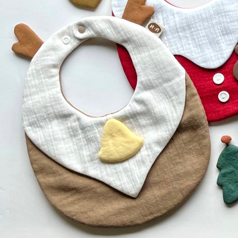 **In stock**Christmas bibs. Elk model - ผ้ากันเปื้อน - ผ้าฝ้าย/ผ้าลินิน สีกากี