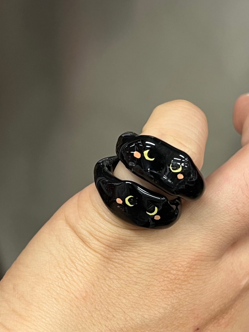 Black cat ring, Polymerclay ring - General Rings - Clay 