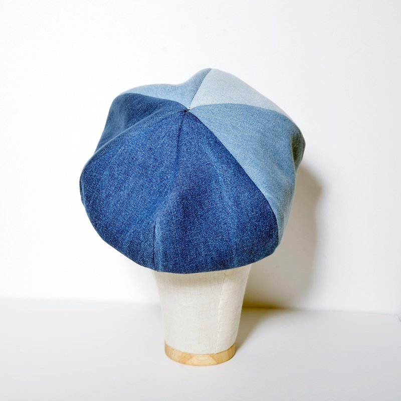 JOJA [limited] cowboy Bei Lei 3.0: six-color denim stitching Pui Lei / SM adjustable / beret / artist hat / spot - Hats & Caps - Cotton & Hemp Blue