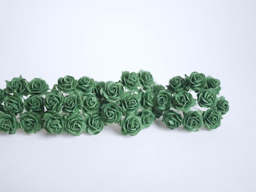 makemefrompaper Paper Flower,100 pcs., DIY supplies, mulberry rose size1.5cm., xmas green color.