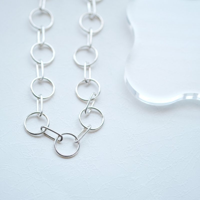 Ring Chain Necklace Silver 925 - สร้อยคอ - โลหะ สีเงิน