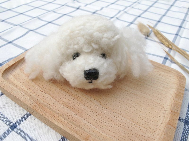 客製化禮物 羊毛氈 狗 貴賓狗 狗頭 鑰匙圈 擬真 寵物 植毛款 - 其他 - 羊毛 白色