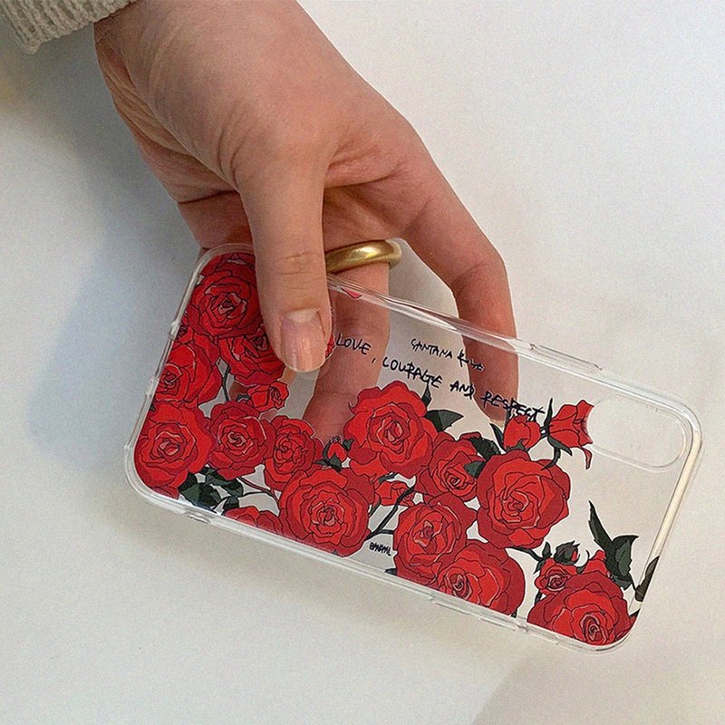 Santana Rose_Jelly Hard Phone Case_MagSafe - 手機殼/手機套 - 其他材質 紅色