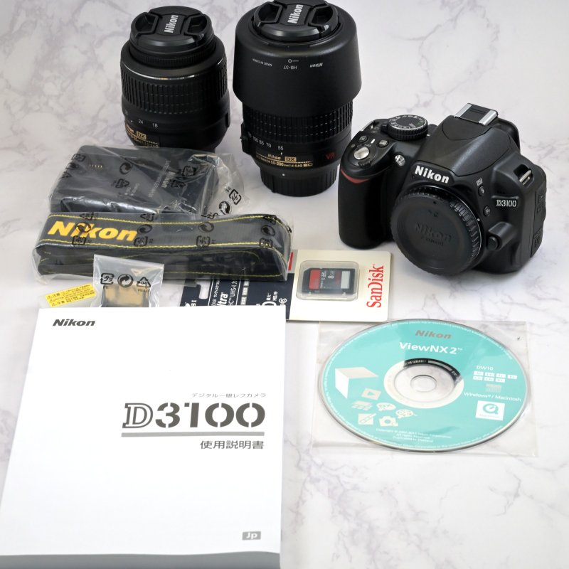 Mint Nikon D3100 Digital SLR Camera w/18-55mm Lens + 55-200mm Shutter Count 7 - กล้อง - โลหะ สีดำ