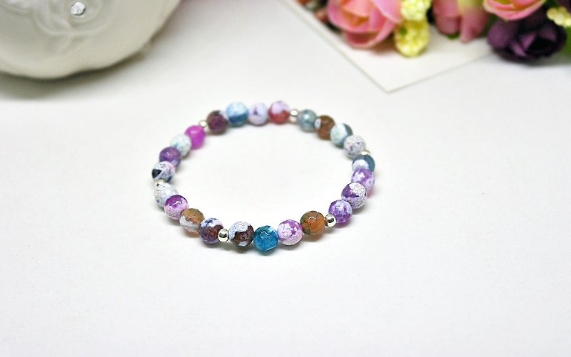 Silver Stained beads Bead VS - purple - - Bracelets - Gemstone Purple
