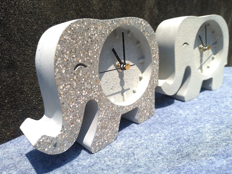 水泥泥作 Concrete－大象時鐘 磨石子 大象溜滑梯 - 時鐘/鬧鐘 - 水泥 灰色