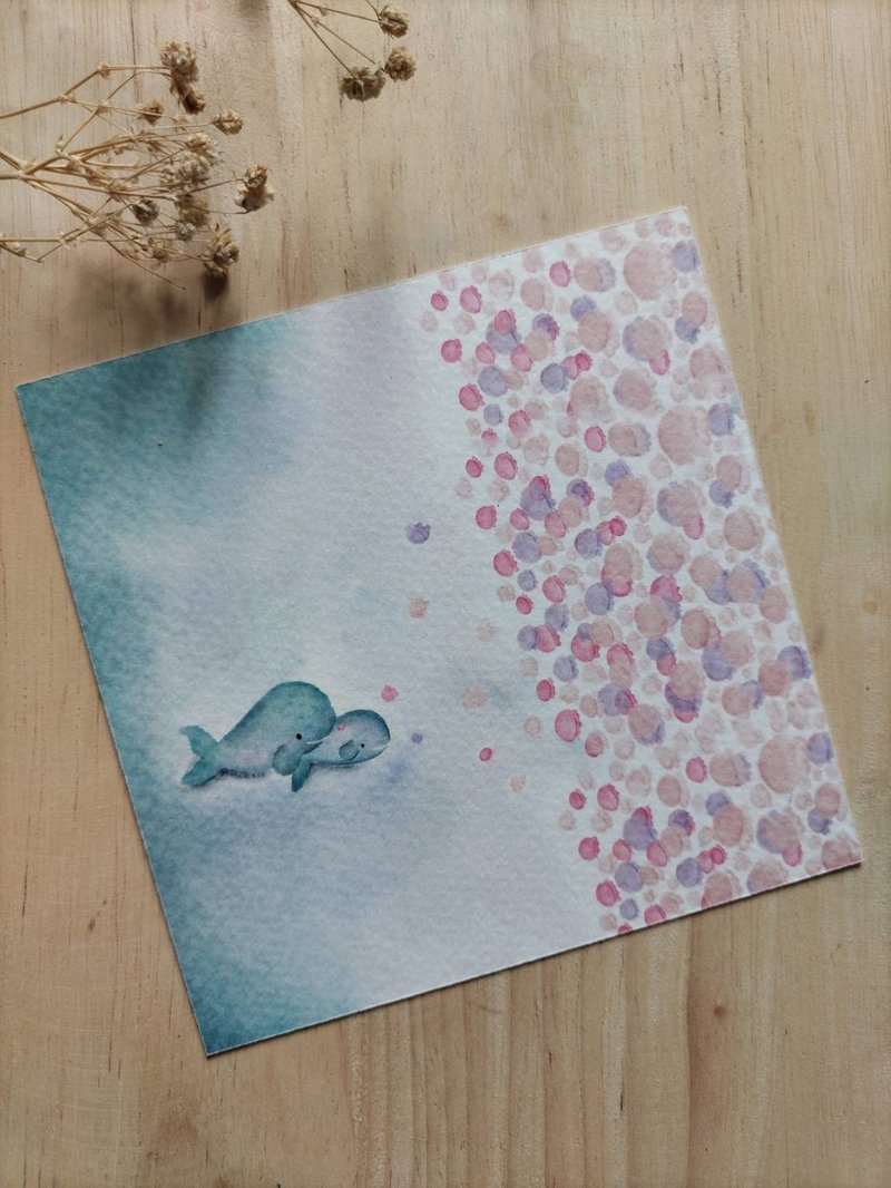 Sperm Whale and Jelly Fish Postcard - 卡片/明信片 - 紙 多色