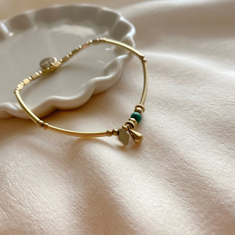 Malachite brass bracelet - Bracelets - Copper & Brass Multicolor