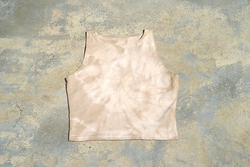 Plant dyed yoga short blouse OM top Yoga Top Natural dye - Women's Tops - Cotton & Hemp Brown
