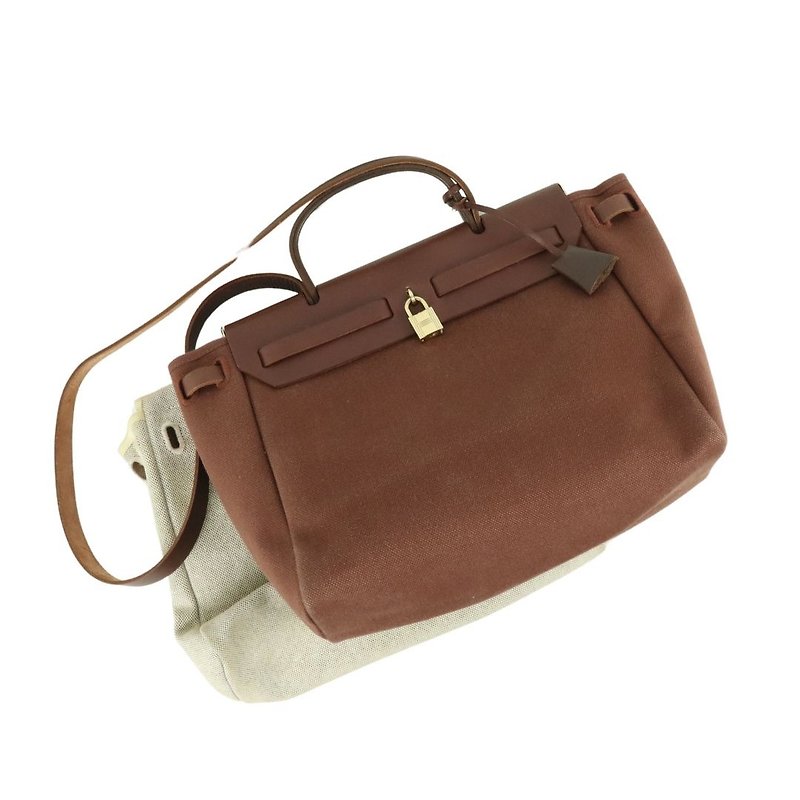 Hermes Two-Way Bag Ale Bag PM Toile Ash Brown E Engraved - 01453 - Messenger Bags & Sling Bags - Cotton & Hemp Brown
