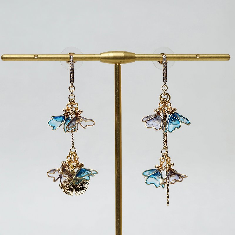 Resin earrings - new wind chimes (dark gray blue) - 1 pair in stock