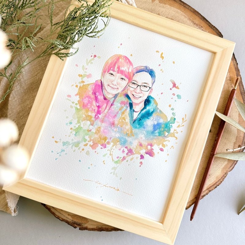 Custom Watercolor Wedding Portrait | Birthday Gift | Lovers | Memory - ภาพวาดพอร์ทเทรต/ภาพวาด/ภาพประกอบดิจิทัล - วัสดุอื่นๆ สึชมพู