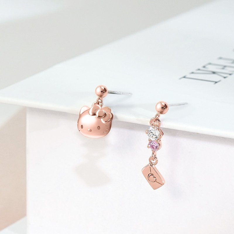 Small Gift for U Series-Hello Kitty Hello Kitty Gift Sterling Silver Earrings - ต่างหู - เงินแท้ สึชมพู