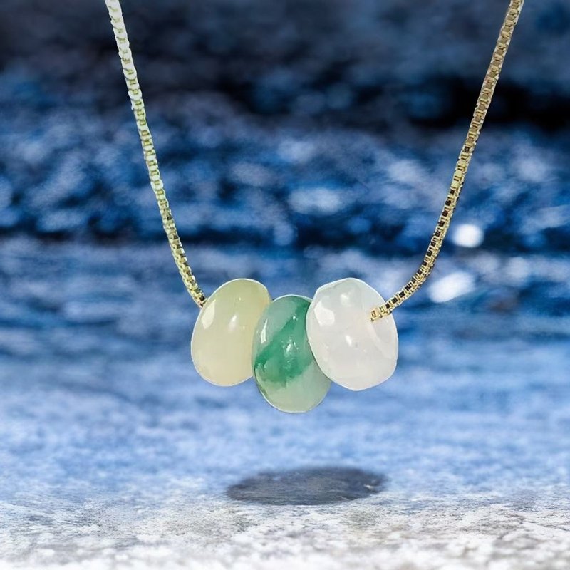 冰種多彩翡翠路路通項鍊 | 天然緬甸玉A貨翡翠| 送禮 - 項鍊 - 玉石 多色