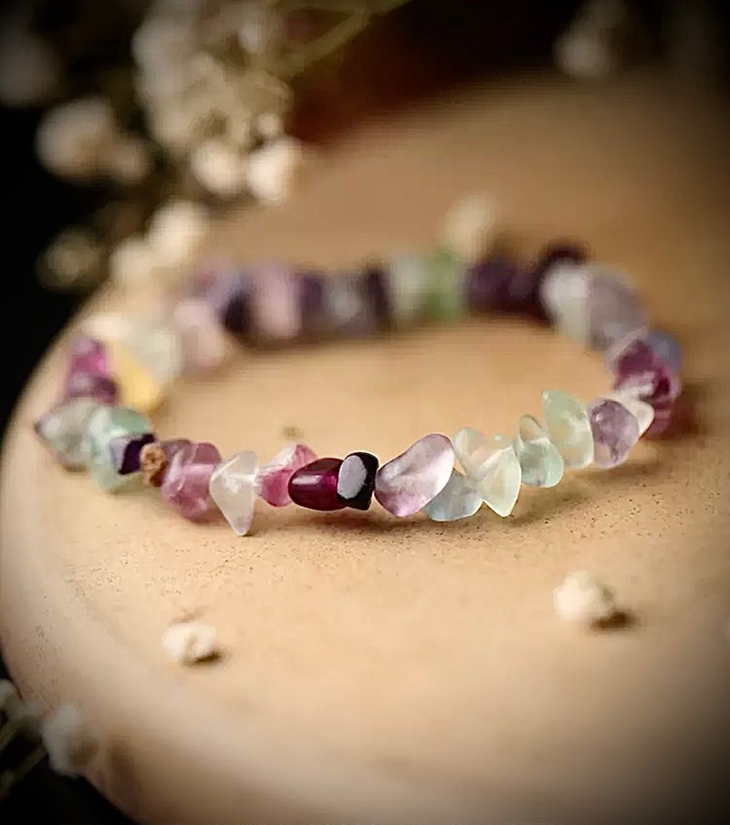 C&W Natural Mineral Rainbow Candy Dopamine Colored Stone Elegant Bracelet - สร้อยข้อมือ - หยก สีเงิน