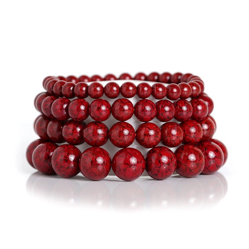 Cinnabar Bracelet 6mm 8mm 10mm 12mm Japanese Elastic String - Bracelets - Semi-Precious Stones Multicolor
