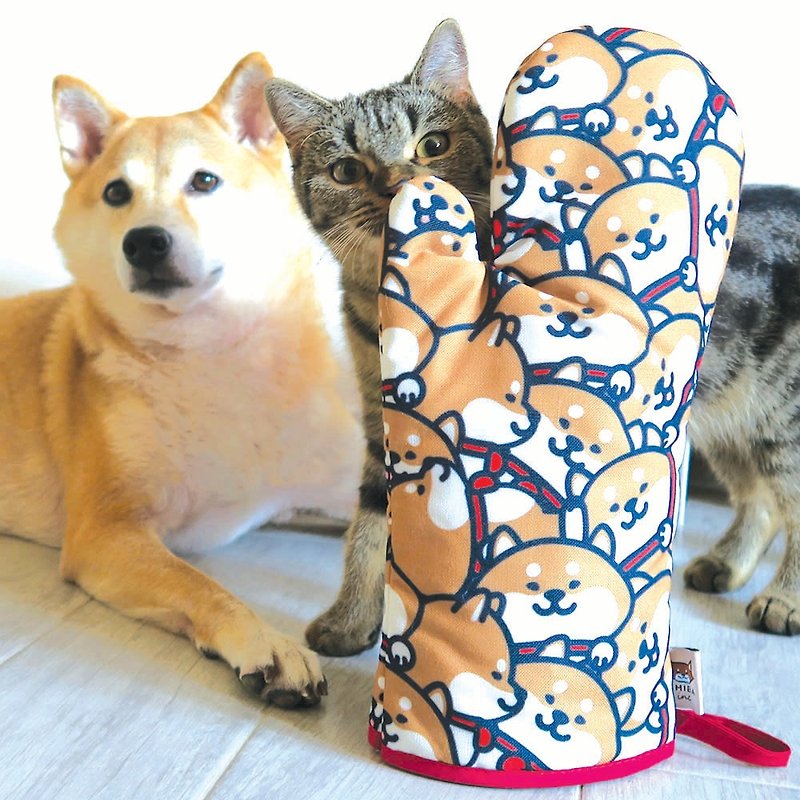 SHIBESHIBAinc柴犬ワークショップ柴犬パーティー柴犬キッチングローブ多機能保護手袋 - ランチョンマット - 紙 レッド
