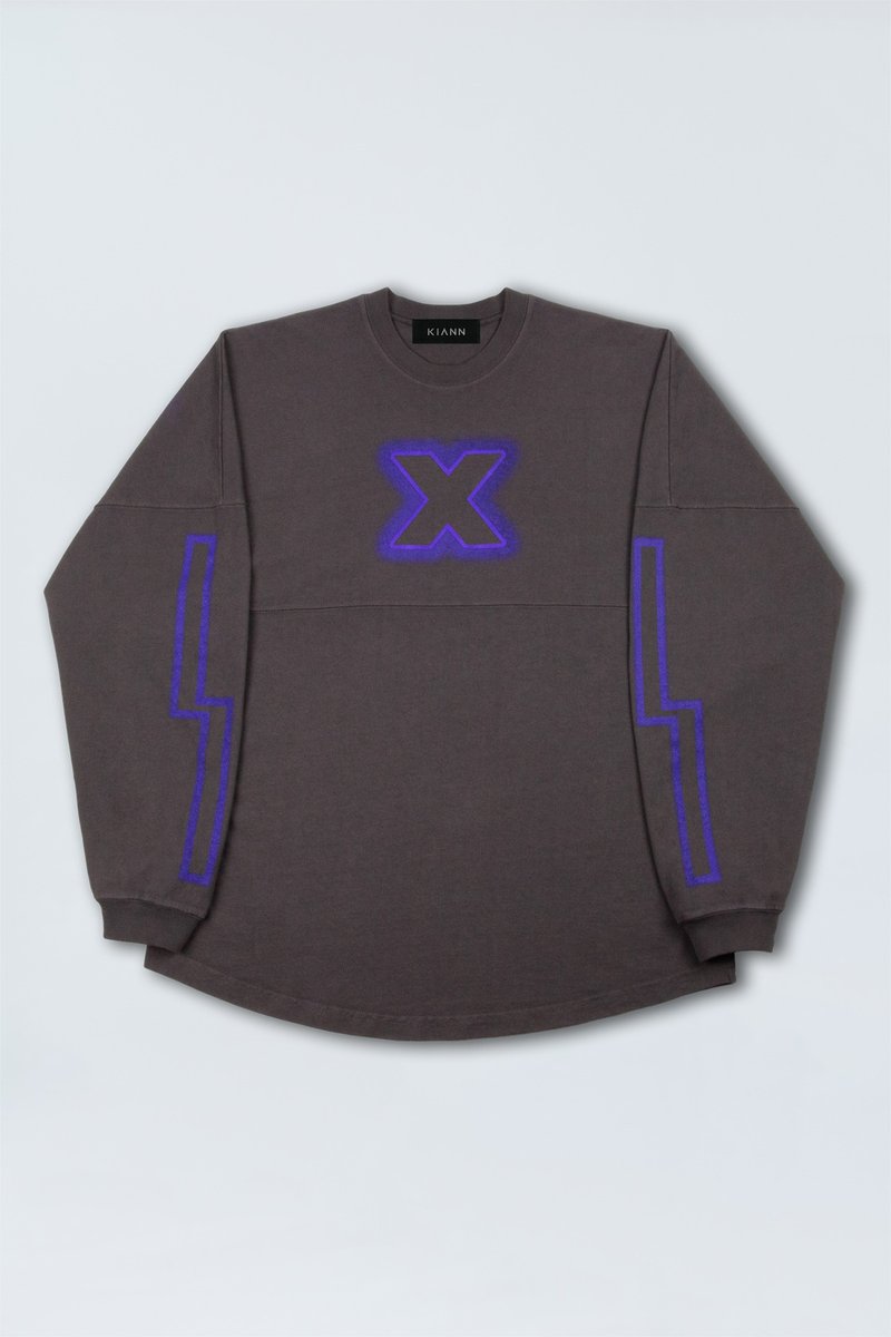 X-FORCE long sleeve crew neck heavyweight cotton jersey t-shirt in grey - เสื้อยืดผู้ชาย - ผ้าฝ้าย/ผ้าลินิน สีเทา