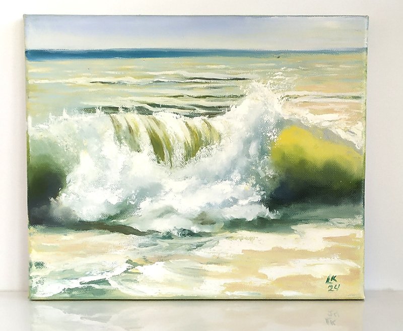 Ocean Wave Oil Painting on Canvas Big Wave Painting Sea Waves Art Sunny Wave Art - 海報/掛畫/掛布 - 棉．麻 