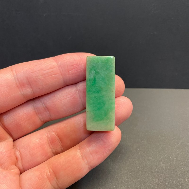 Hanyu Jewelry Natural Jade Stamp Bean Green Jade Stamp Elegant and Clean Square Seal Button - Other - Jade 