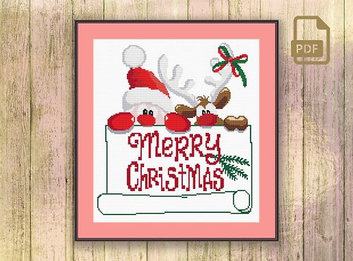 CountryMagicStitch Santa Claus and Christmas Moose Cross Stitch Pattern #ch002