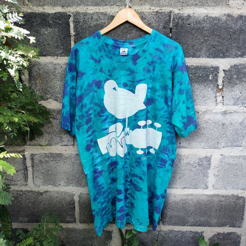 เสื้อยืดวินเทจ  Original 1994 Woodstock Concert Tie Dye T-Shirt - เสื้อยืดผู้ชาย - ผ้าฝ้าย/ผ้าลินิน หลากหลายสี