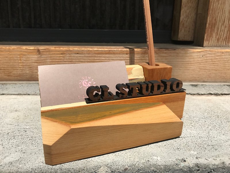 CL Studio [Modern Simple - Geometric Style Wooden Phone Holder/Card Holder] N109 - ที่ตั้งบัตร - ไม้ สีนำ้ตาล