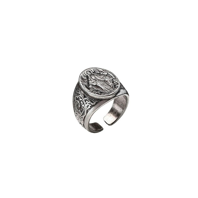 Carved Mother of God Ring - แหวนทั่วไป - โลหะ สีเงิน