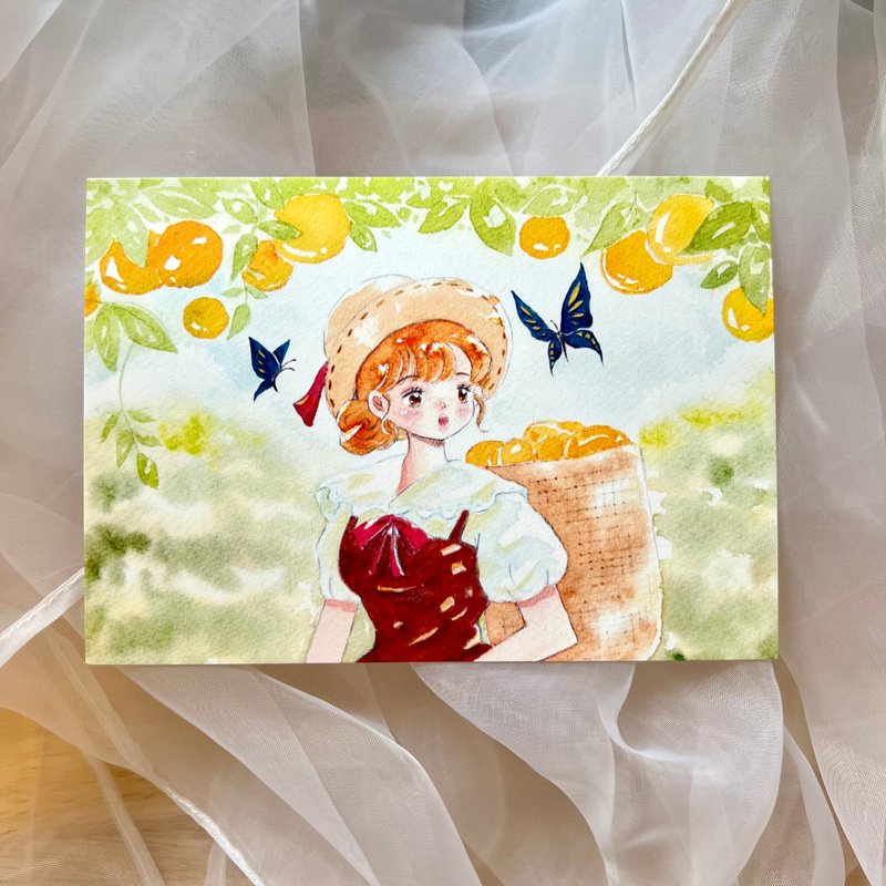 ポストカード - みかんの季節 - はがき・メッセージカード - 紙 オレンジ