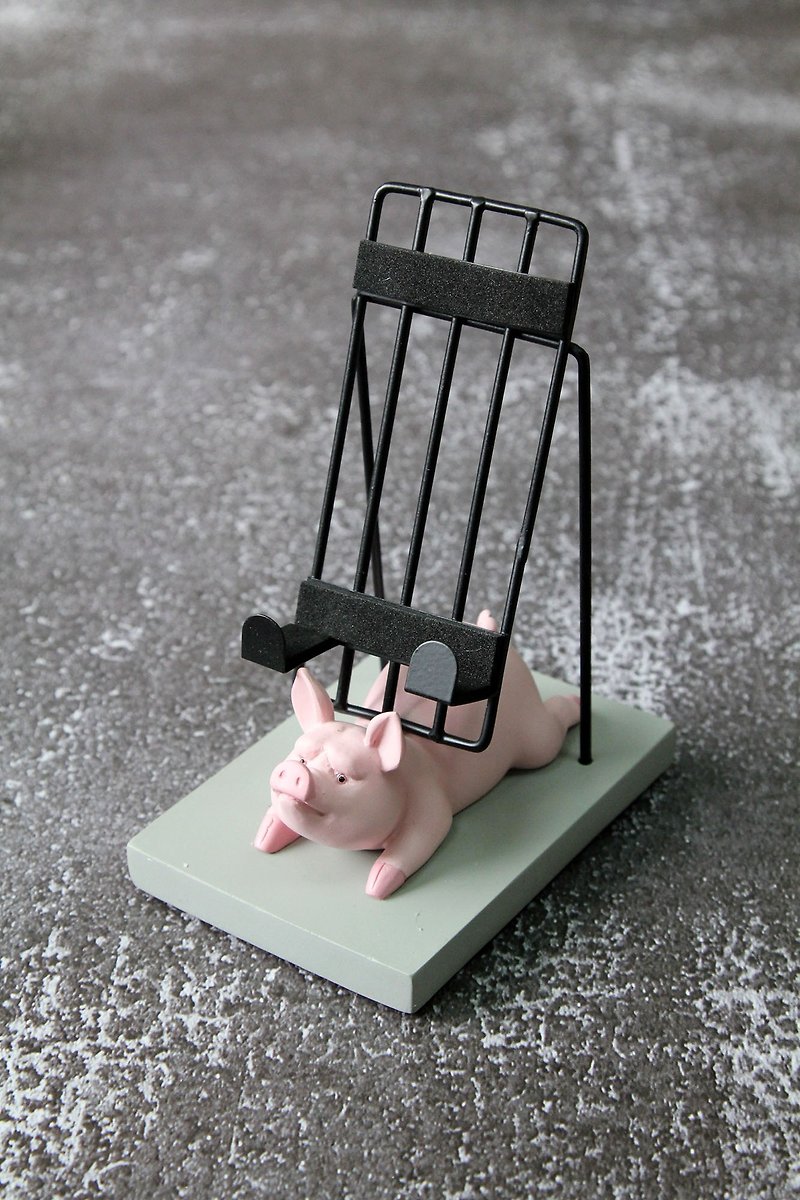 日本の磁石かわいい動物のテーブルの携帯電話ホルダー/携帯電話ホルダー（ピンクの臭いブタ） - スマホスタンド・イヤホンジャック - レジン ピンク
