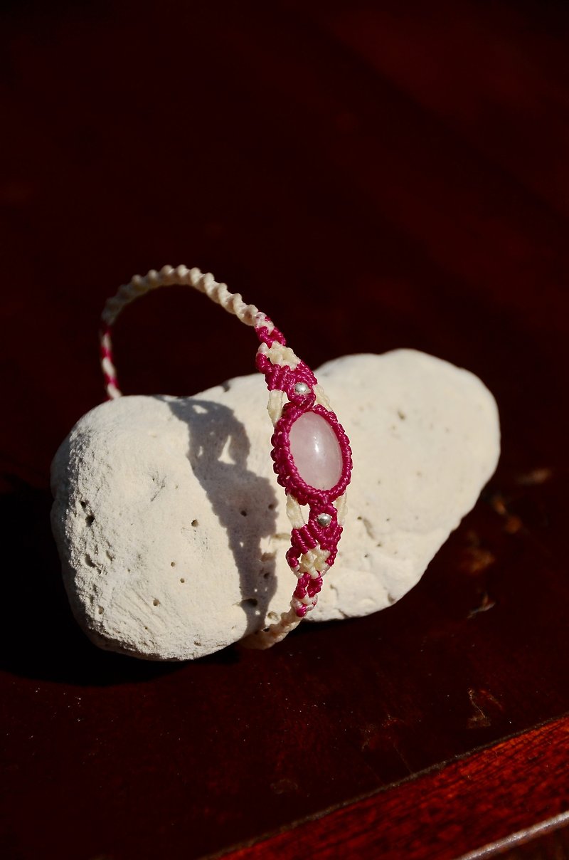 Rose Quartz Macrame Bracelet - Bracelets - Gemstone Pink
