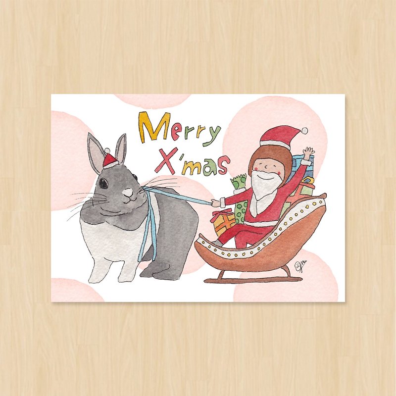 白板雪橇 / 聖誕節 / 句點明信片 - 心意卡/卡片 - 紙 紅色