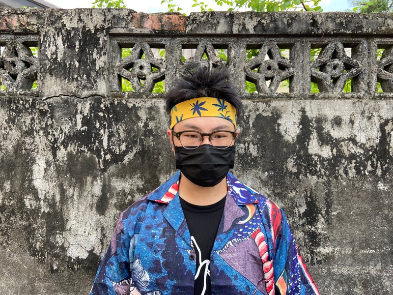 男生頭帶 / 一片式髮帶 / 很大的麻葉 - 黃 - 髮箍/髮帶 - 棉．麻 黃色