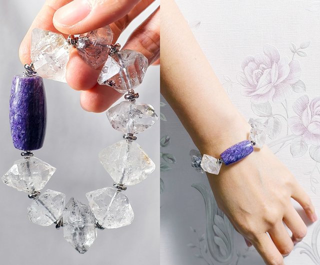 1 個天然石とミネラルハーキマーダイヤモンドブレスレットラフ石ブレスレットヒーリングクリスタルクリア水晶ブレスレット ハーキマーダイヤモンドミックス ブレスレット 7-8mm 8-9mm