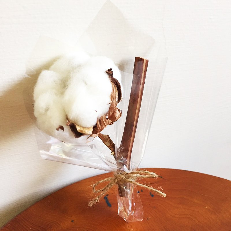 Cotton small bouquet of dried cotton (single-entry) - ของวางตกแต่ง - ผ้าฝ้าย/ผ้าลินิน ขาว