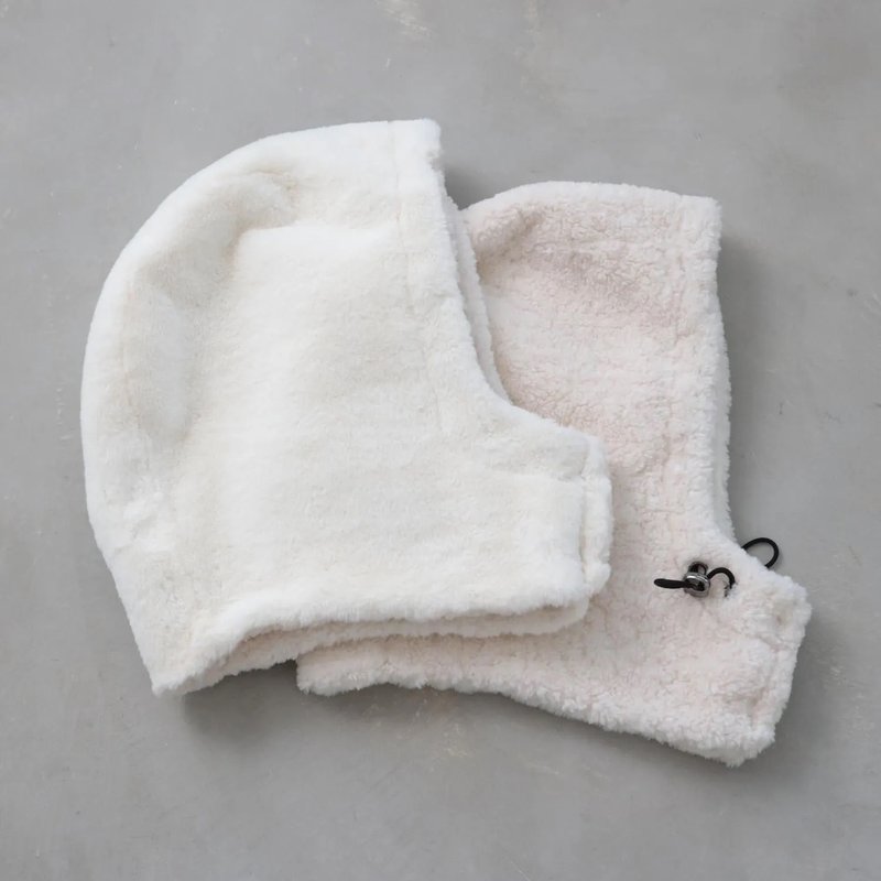 OMABOW 雙面毛絨巴拉克拉法帽Mokomoko 米白 - 帽 - 聚酯纖維 白色