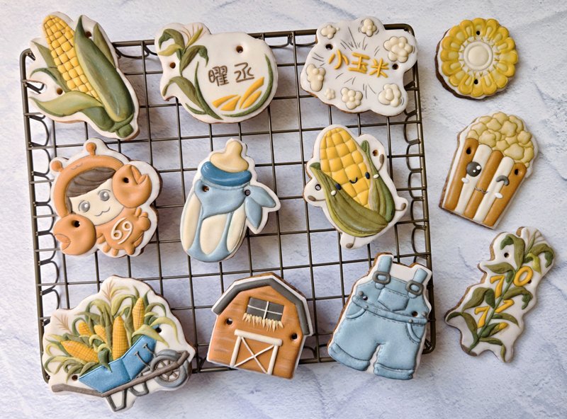 Corn Dragon Baolong New Year's Harvest Cookies Frosted Cookies 12 pieces/set - คุกกี้ - อาหารสด 