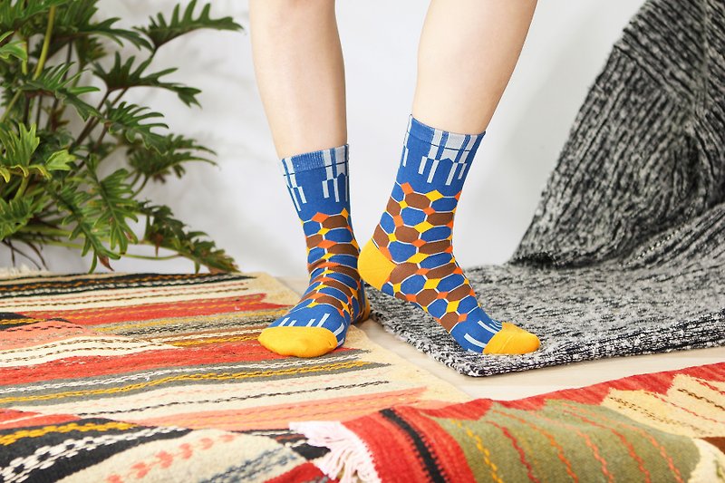 Diamonds Denim Unisex Crew Socks | colorful fun & comfortable socks - Socks - Cotton & Hemp Blue