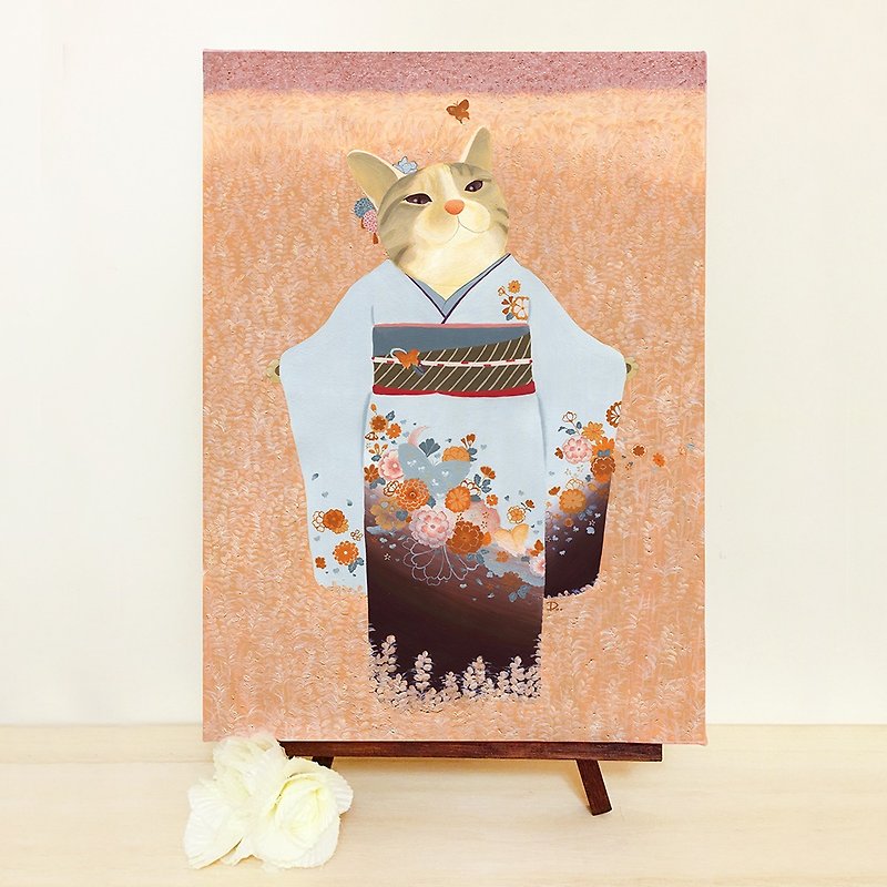 猫浮世絵ホテイアオイ猫/フレームレス絵画 - ポスター・絵 - その他の素材 多色