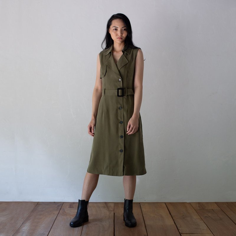 直言不諱風衣式洋裝 Plainspoken Trench Coat Dress - 洋裝/連身裙 - 其他人造纖維 多色