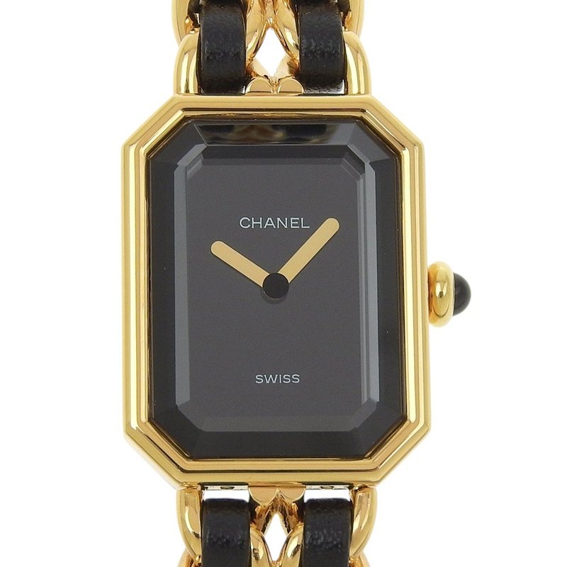 【日本直送】シャネル CHANEL プルミエールS 腕時計 H0001 金メッキ×レザー クオーツ アナログ表示 ブラック文字盤 レディース【中古】 - 女錶 - 其他金屬 黑色