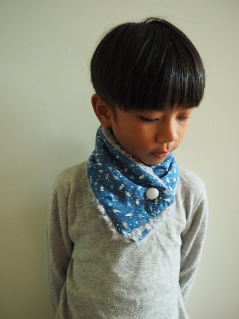Handmade sewing neck warmer scarf for kid and adult rocket - Knit Scarves & Wraps - Cotton & Hemp Blue