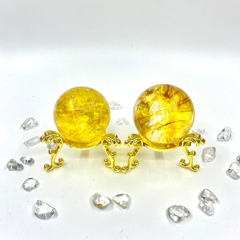 膠花彩虹黃水晶球連底座 (左) | 水晶 | 水晶球 | 水晶擺件 - 其他 - 水晶 黃色