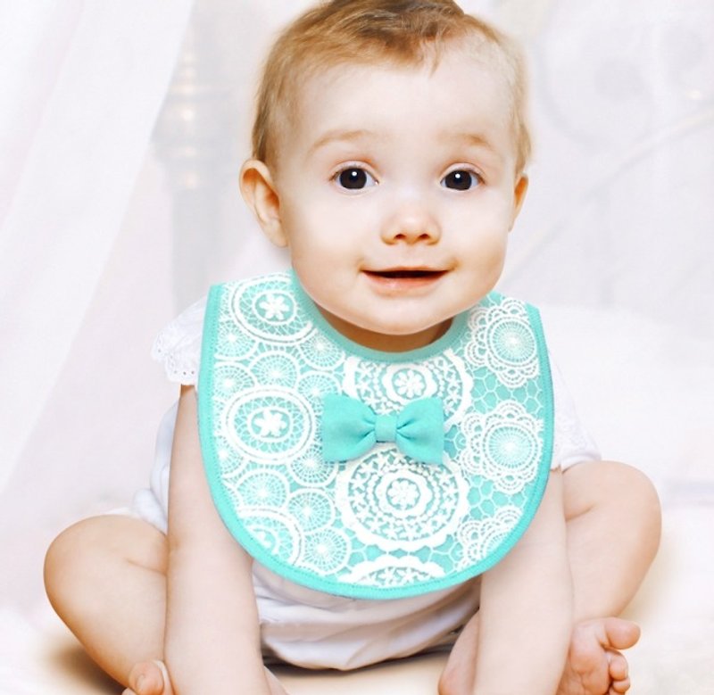 PUREST Little Princess Bowknot Lace Baby Baby Newborn Bib Saliva Towel Pink Green