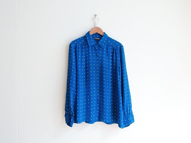 Vintage / Shirt / Long Sleeve no.99 tk - เสื้อเชิ้ตผู้หญิง - เส้นใยสังเคราะห์ สีน้ำเงิน