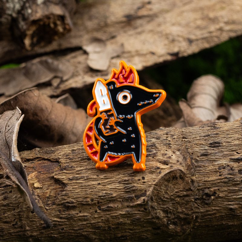 Imp Possum Dyed Enamel Pin — Chaotic Possum | Original Character Art - 胸針 - 其他金屬 橘色